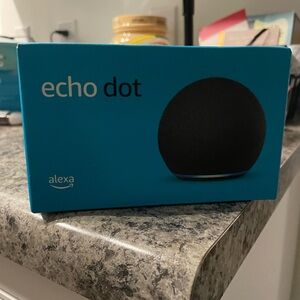 Amazon Echo Dot in Black with Blue Box